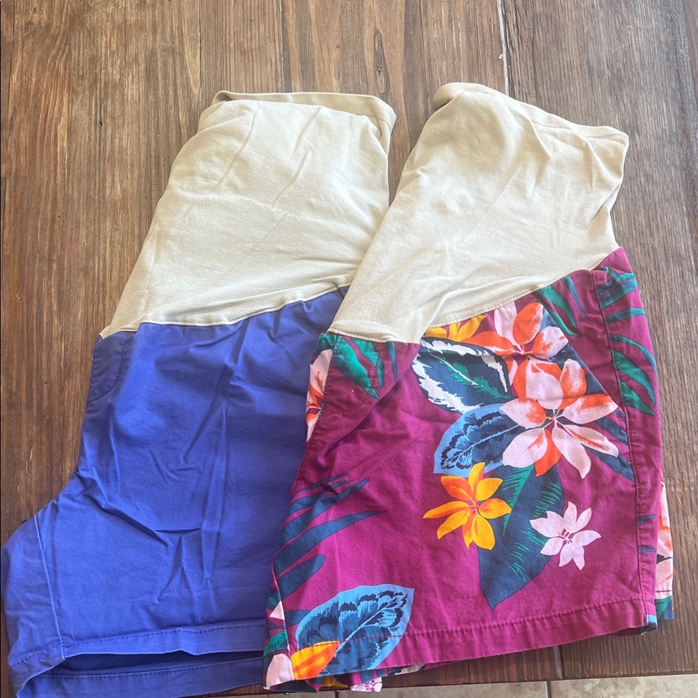 Old Navy Blue & floral print Maternity Shorts